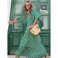 thumbnail image 2 of Women Casual Maxi Dress Bohemian Floral V Neck Puff Short Sleeve Beach Tiered Sundress Long Swing Dress, 2 of 6