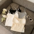 thumbnail image 4 of Rhuody Tank Tops Women Crewneck Spaghetti Strap Slim Fit Built In Bra Camisole Short Length Seamless Layering Shirts Versatile Clothes 3Xl Black, 4 of 7