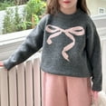 thumbnail image 2 of DHFJKG Bow Sweater For Girl Knitted Long Sleeve Crewneck Loose Fit Pullover Toddlers Kids Teens Casual Wear For 1-14 Years Comfortable Tops, 2 of 5