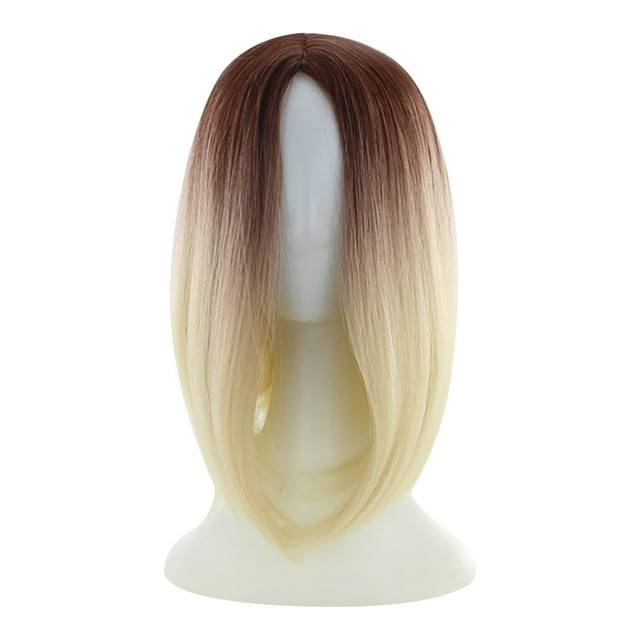 WIFKLSIIPG Party Wig Gradient Short Straight Hair Highlight Female Wig Wig Realistic Straight with Flat Bangs Synthetic Colorful Daily Party Wig Natural as Real Hair