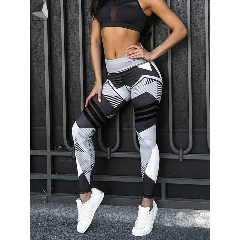 New* Women Yoga Sports Leggings High Waist Pants Workout Fitness Gym  Printed
