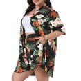 thumbnail image 2 of DARING DIVA Women's Plus 2 Pcs Tropical Kimono Floral Tops and Shorts Set Black 1X, 2 of 5