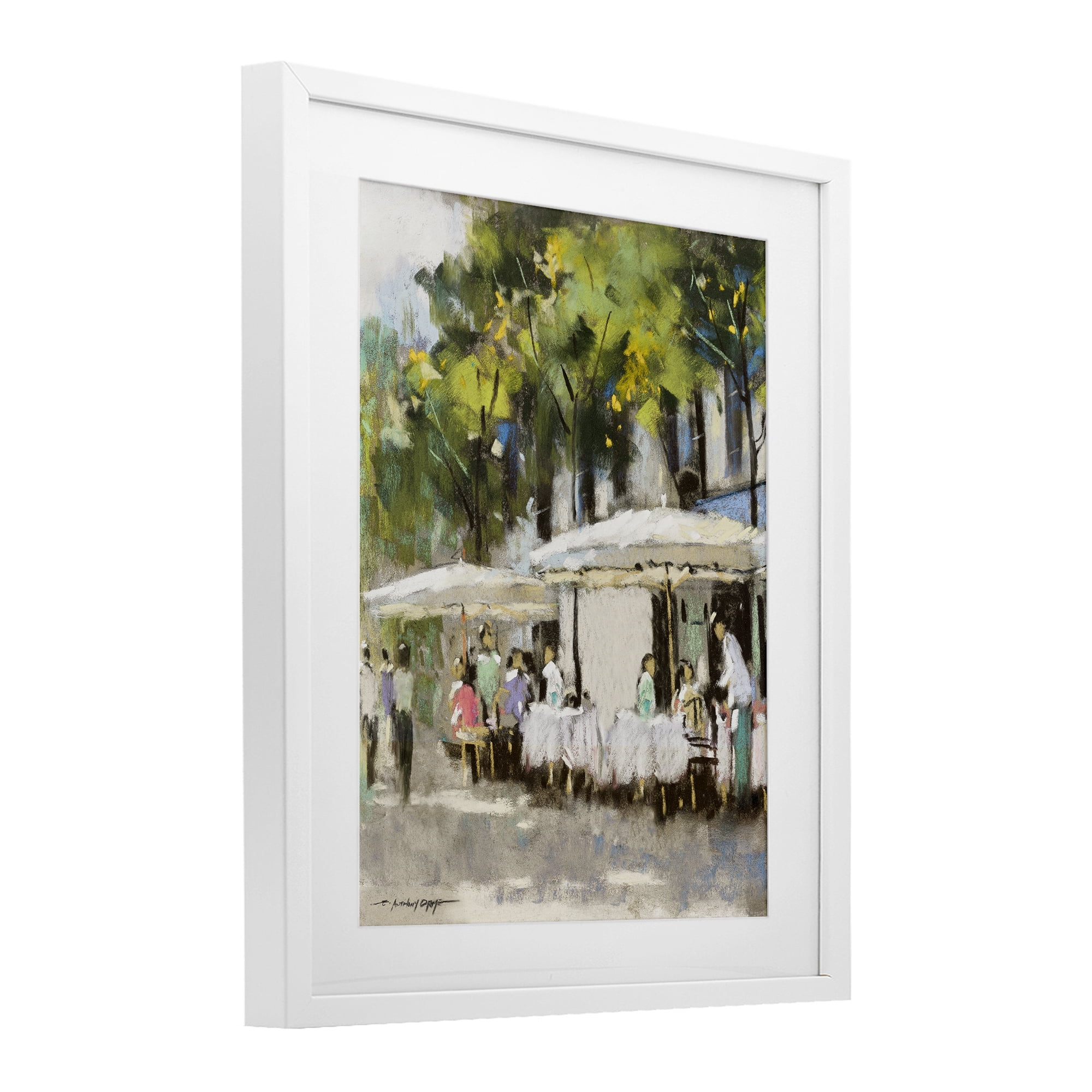 Stupell Industries Sunny Street Cafe Dining White Framed Print Under Glass, design by Anthony Orme