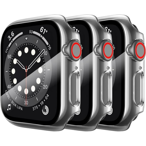 3 Pack Case for Apple Watch Screen Protector 42mm Series 3, Hard PC Full Protective Cover with Tempered Glass for iWatch 42mm (Transparent, 3 Pack)