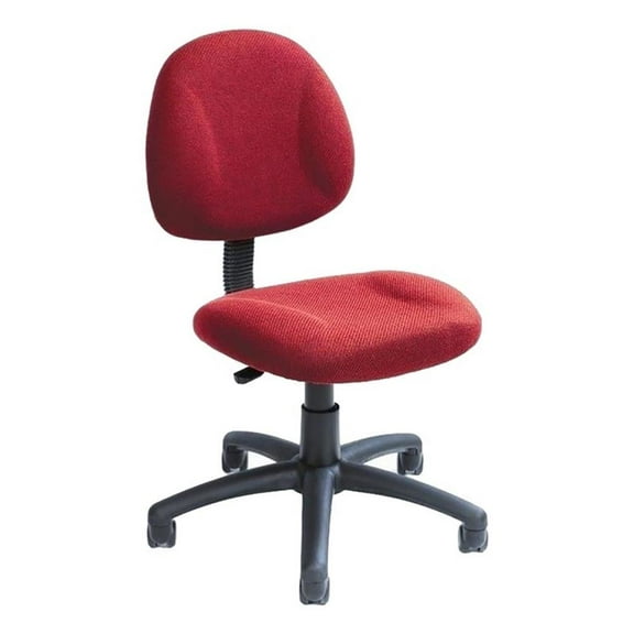 Pemberly Row Fabric/Nylon Adjustable Seat Swivel Office Chair in Burgundy Red