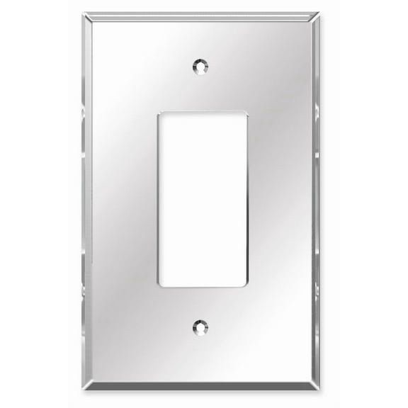 Art Plates - OVERSIZED 1 Gang Decorator Oversize Acrylic Mirror Switch Plate - 5.25" x 3.40" - One Gang Reflective Mirrored Jumbo Wall Plate for Rocker Light Switches, GFCI and Electrical Outlets