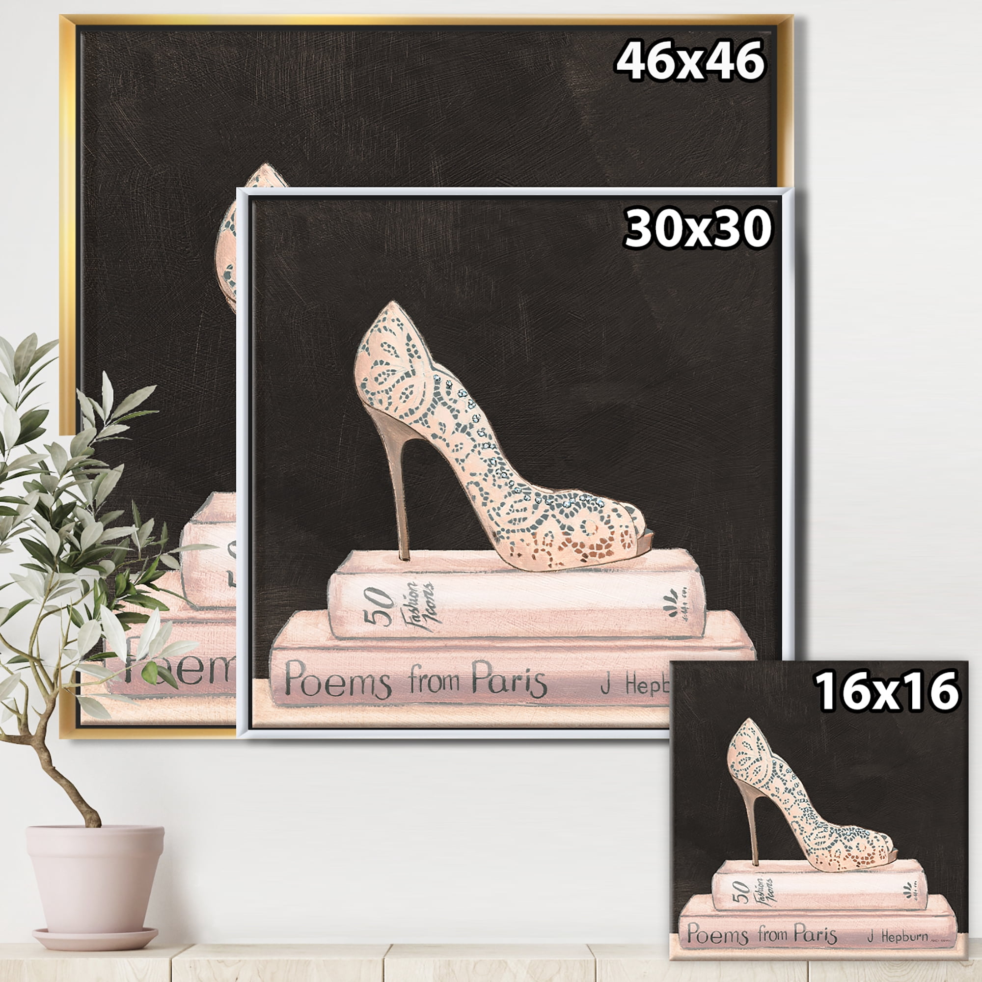 Designart ' Pink Fashion & Glam high heels I ' Posh & Luxe Framed Canvas
