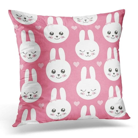 

Cute Baby with Little Bunny Cartoon Animal Girl Sweet with Rabbit and Hearts for Children Pajamas Throw Pillow Case Pillow Cover Sofa Home Decor 16x16 Inches