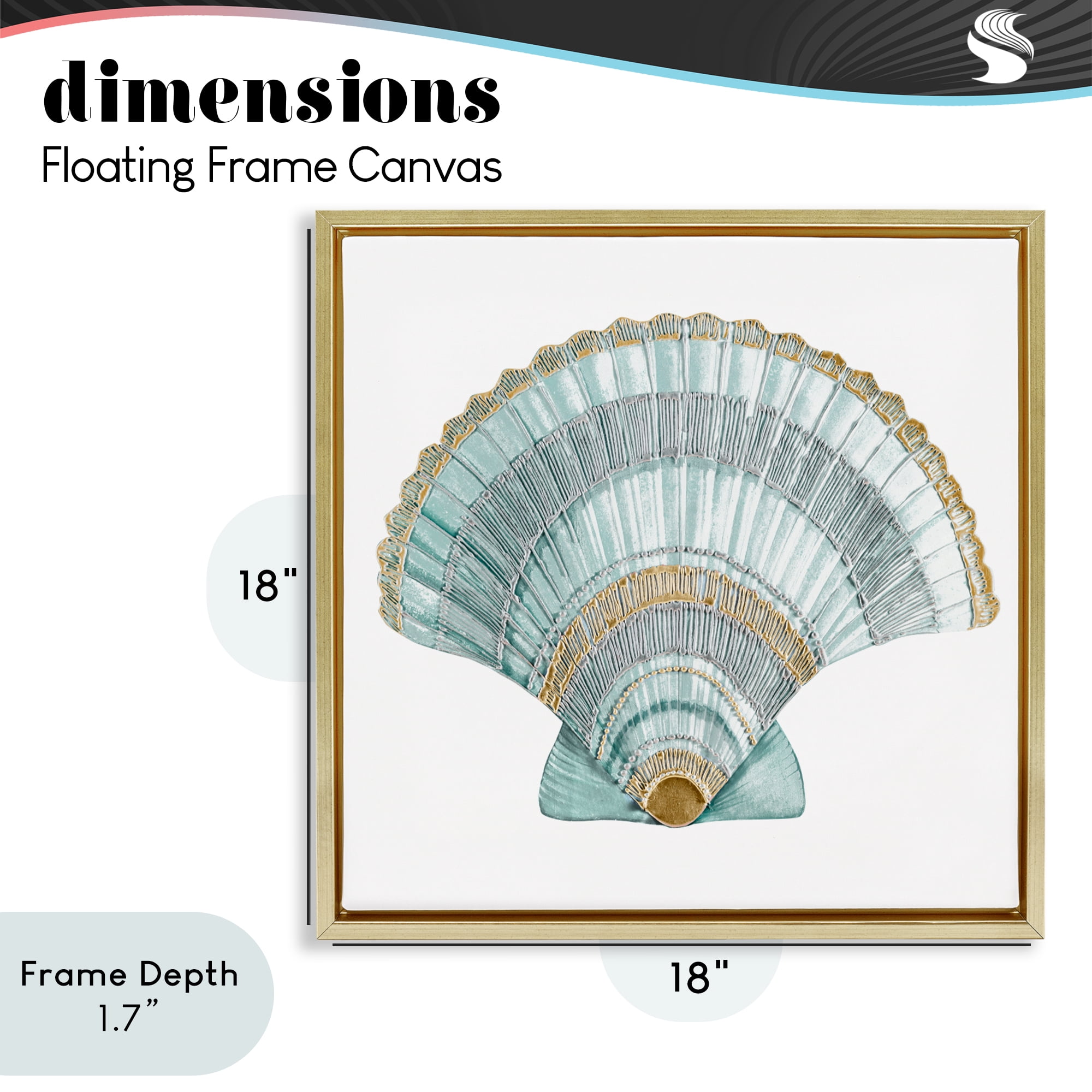 Stupell Industries Regal Shells Scallop Gold Framed Floater Canvas Wall Art, design by Lorenzo Collective