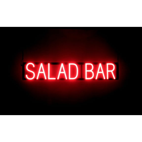 SpellBrite SALAD BAR LED Sign for Business. 34.3" x 6.3" Red SALAD BAR Sign Has Neon Sign Look With Energy Efficient LED Light Source. Visible from 500 Feet, 8 Animation Settings.