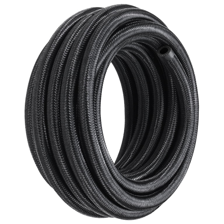 3/8 6AN 12FT Fuel Line Hose Kit, Nylon Stainless Steel Braided Fuel Line Oil/Gas/Fuel Hose End