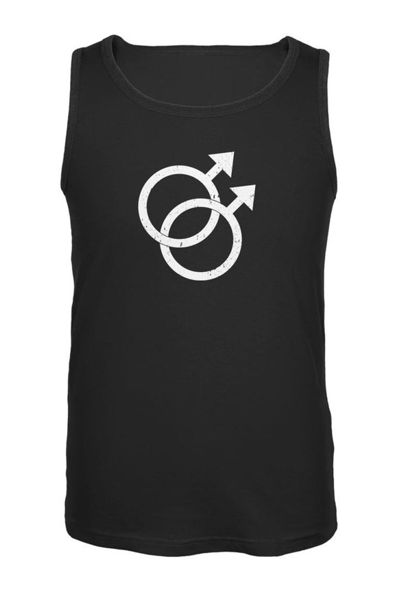 LGBT - Gay Pride Distressed Symbol Black Adult Tank Top - X-Large