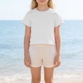 thumbnail image 6 of Maean Toddler Girls Short Sleeve T Shirt Ruffle Hem Solid Color Crew Neck Casual Loose Summer Cotton Top, 6 of 6