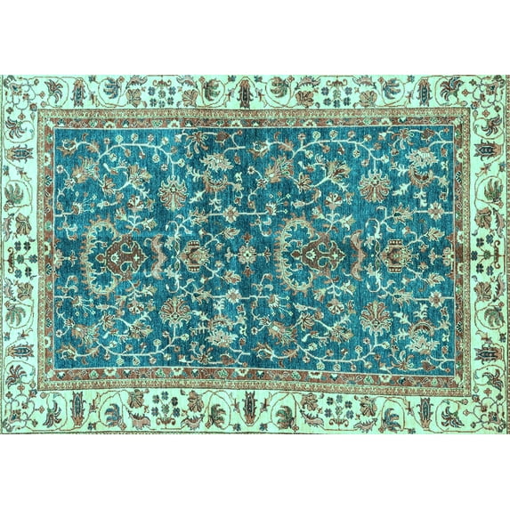 Ahgly Company Indoor Rectangle Abstract Light Blue Modern Area Rugs, 2' x 4'
