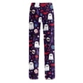 thumbnail image 7 of Halloween Pajamas Pants for Women Ladies Drawstring Pumpkins Ghost Pajama Cute Soft Long Wide Leg Pj Pants Dark Purple 2XL, 7 of 7
