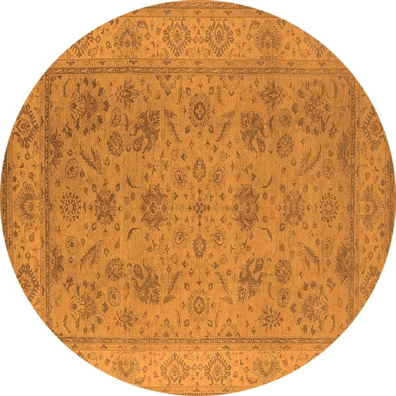 Ahgly Company Indoor Round Oriental Orange Traditional Area Rugs, 5' Round