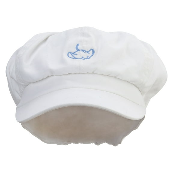 Stingray Embroidered Cotton Elastic Big Size Newsboy Cap - White XL-2XL