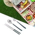 thumbnail image 4 of Travel Utensils Set, Fade  Stainless Steel Flatware Set   Wide Applications  For Restaurants For Hotels Green Silver, 4 of 8