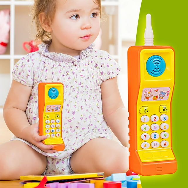 Cameland Mini Jouet Téléphone Cellulaire avec Musique et Lumière Clignotante, Convient à l'Éducation Musicale des Enfants, Télécommande, Vert, Taille Unique