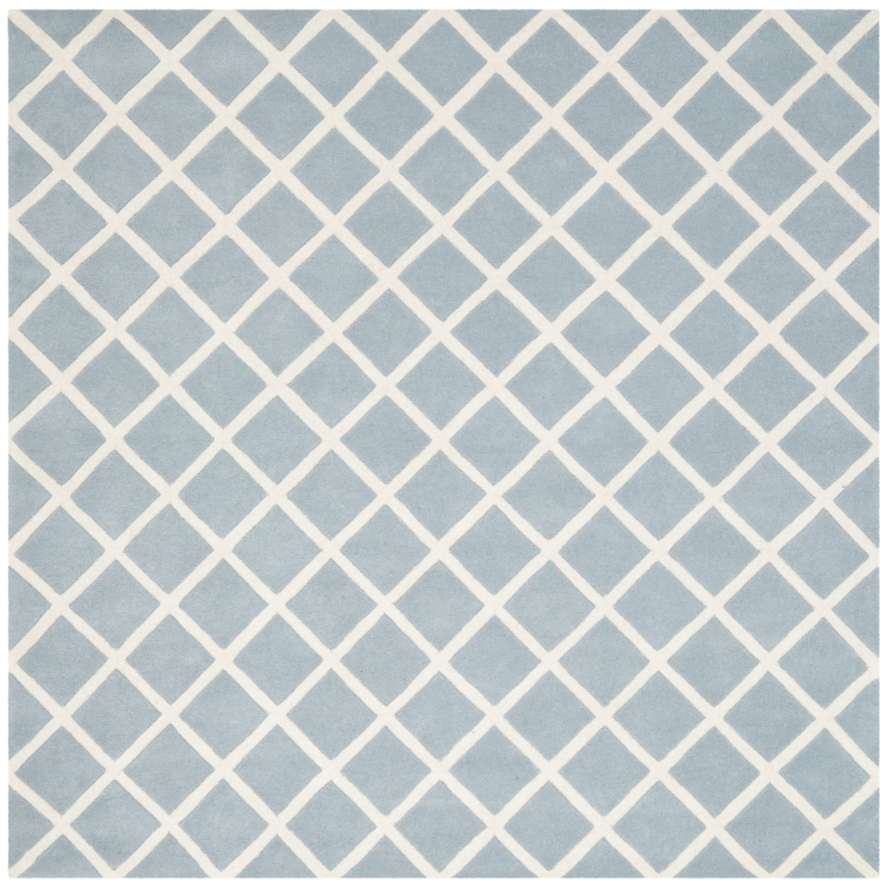 SAFAVIEH Chatham Jahn Geometric Diamonds Wool Area Rug, Blue/Ivory, 7' x 7' Square