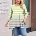 thumbnail image 4 of Sexlip Plus Size Women's Gradient Striped Handkerchief Hem Tunic Tops Long Sleeve Crewneck T-Shirts Loose Dressy Casual Blouse Yellow XL, 4 of 5