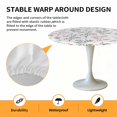 thumbnail image 2 of Elastic Fitted Round Tablecloth, Pink Grey Botanical Waterproof Stretch Table Cover for 36"-44" Tables, Watercolor Spring Floral Summer Leaf Washable Outdoor Tablecloths for Patio, Picnic, Camping, 2 of 9
