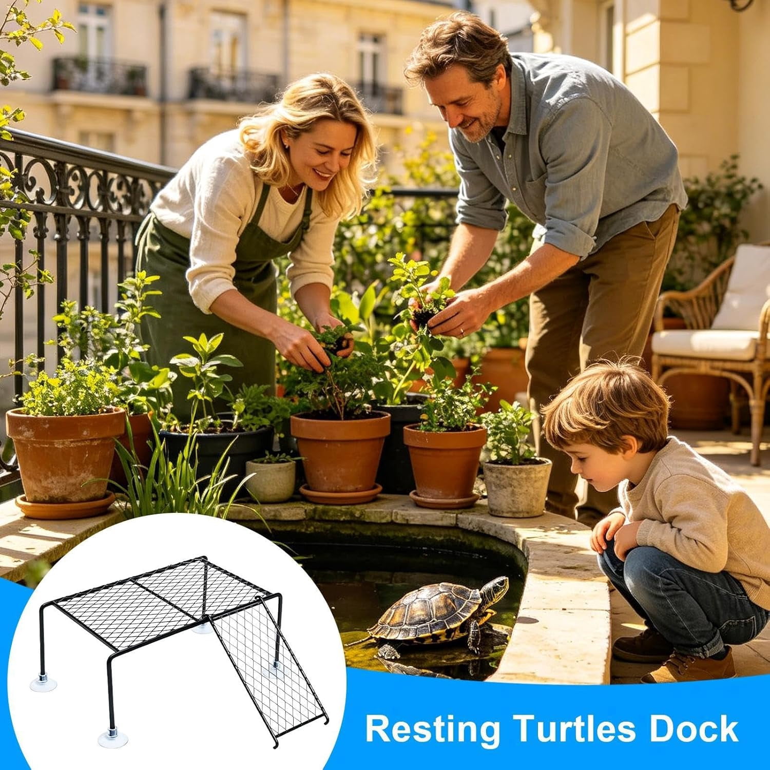 Floating Turtle Basking Platform, Suction Cup Island Dock, Climbing Ladder, for Aquatic Turtle Tank