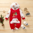thumbnail image 4 of Douhoow Infant Christmas Romper Baby Boys Girls Festival Front Pocket Hooded Jumpsuit, 4 of 8