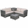thumbnail image 2 of Costway 4pcs Patio Rattan Wicker Furniture Set Sofa Loveseat Cushioned W/ Storage Box, 2 of 10