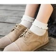 thumbnail image 3 of CHUNTIAN Mary Womens Socks, Ruffle Turn-Cuff Casual Ankle Socks Breathable Cool Knit Cotton Lettuce Crew Frilly Sock 6 Pack, 3 of 7