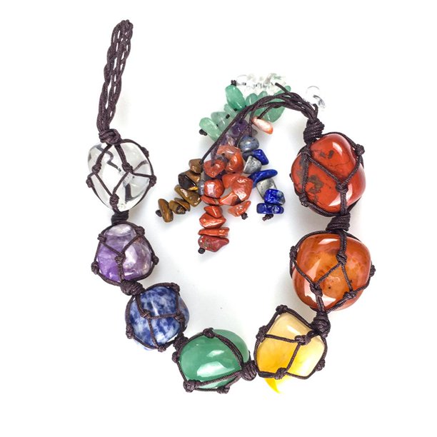 Soidarity 7 piedras de Chakras, cristales curativos, adorno colgante para coche, adorno colgante exquisito para meditación, adorno para coche Uniforme atlético Soidarity OD012372-00