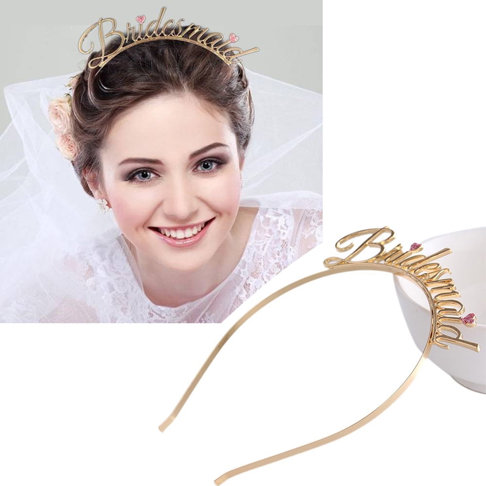 GROFRY Bridesmaid Letter Heart Tiara Headband Bachelorette Hen Party grofry-bridesmaid-letter-heart-tiara-headband-bachelorette-hen-party