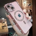 thumbnail image 2 of Magnetic Glitter Case for iPhone 13 [Compatible with MagSafe] Military-Grade Protection, Cute Glitter Phone Case with Sparkle Diamond Camera Protection Cover for Women Girls - Pink, 2 of 11