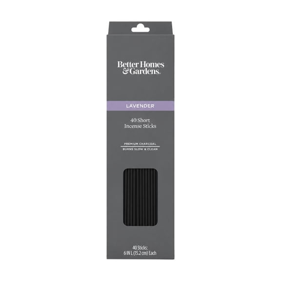 Better Homes & Gardens 6” Premium Charcoal Incense Sticks, Lavender, 40 Pack