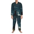thumbnail image 3 of Picia Farm Dog Duck Moonlight Pattern Men’s Long-Sleeve Sleepwear Set - Soft 2-Piece Loungewear with Pockets, Comfy PJs for Relaxing Nights-Large, 3 of 7