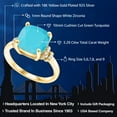 thumbnail image 2 of Gem Stone King 3.29 Ct Cushion Green Turquoise 18K Yellow Gold Plated Silver Ring, 2 of 5