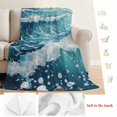 thumbnail image 5 of Teal Coastal Blanket Soft Cozy Warm Throw Blanket for Couch, Plush Fuzzy Flannel Fleece Blankets for Sofa, Summer Beach Nautical Ocean Waves Bed Blankets Lightweight Gifts for Women, 50"x80", 5 of 9