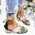 thumbnail image 2 of OAVQHLG3B Sandals for Women Women's Low Heel Fish Mouth Ankle Strap Color Matching Hemp Rope Straps Sandals Shoes, 2 of 4