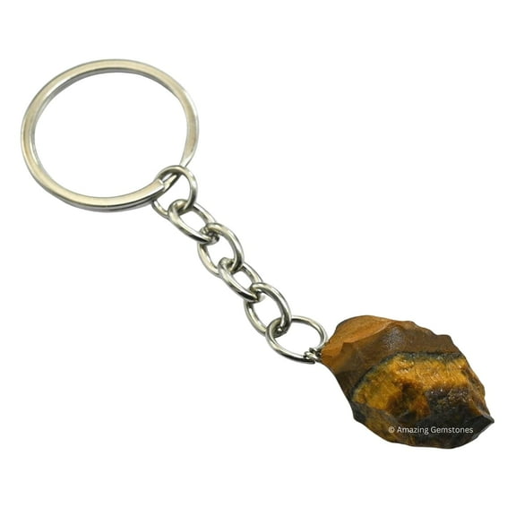 Tiger Eye Crystal Car Key Holder, Raw Crystal Keychain