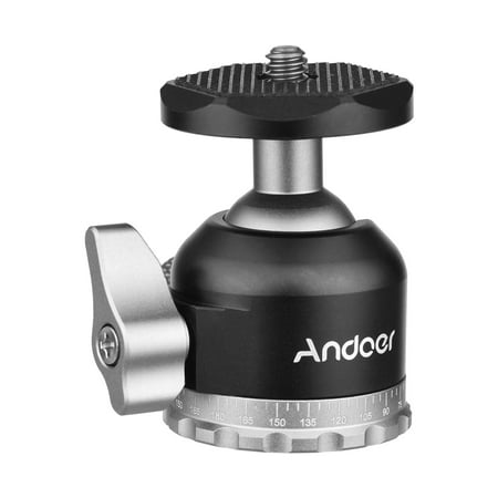 Image of Andoer Compact Panorama Ballhead Tripod Mount Adapter 1/4 Inch Screw Connector Mini Ball Head Aluminium Alloy CNC Machining 5kg/11lbs Load Capacity