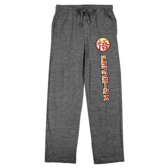 Dragon Ball Z Gradient Kanji Adult Gray Heather Sleep Pajama Pants-Medium