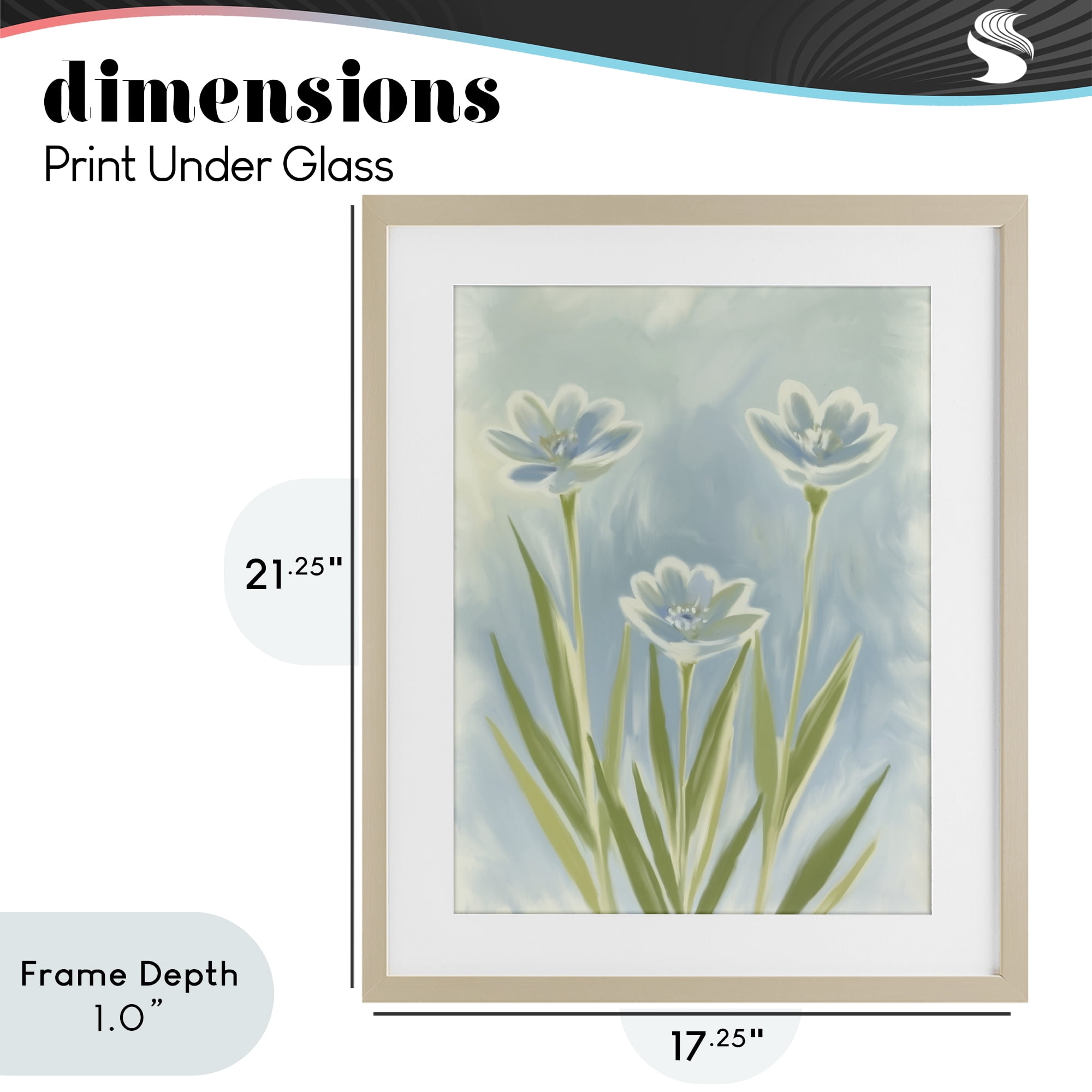 Stupell Industries Three Blue Petals Birch Framed Print Under Glass, design by Kim Allen