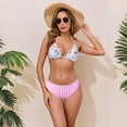 thumbnail image 7 of YIFUNIN Women's Sexy V Neck Floral Print Bikini Set Two Piece Swimsuit with Checkered Hollow Out Design for Women Summer Tropical,Watermelon Red XL, 7 of 7