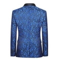 thumbnail image 3 of Mens Floral Jacquard Dress Suit Jacket 1 Button Print Tux Blazer Sport Coat-Blue, 3 of 7