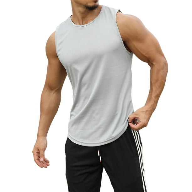 MAWCLOS Men Sleeveless T-shirt Casual Quick Dry Moisture Wicking Pullover  Sport Base Athletic Tank Tops