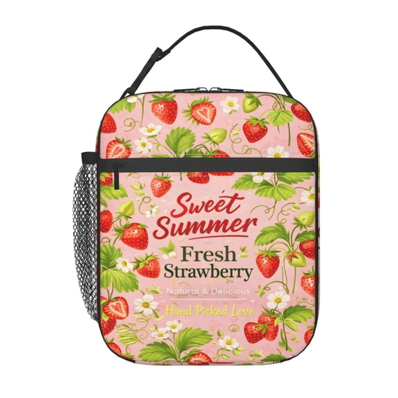 Fresh Strawberr Lunch Bag Reusable Thermal Lunch Tote with Handle for Women and Men