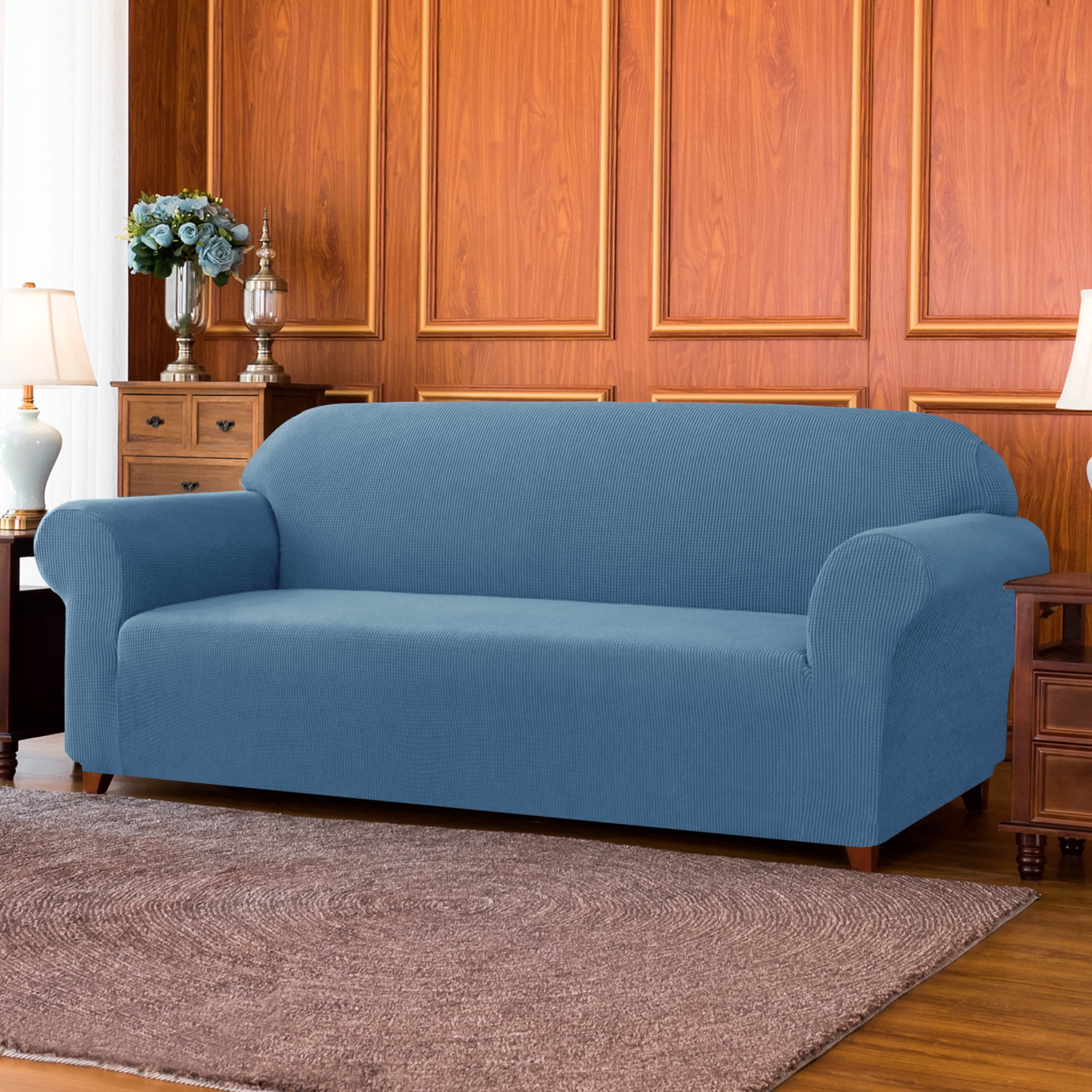 Subrtex Texture Jacquard and Polyester Sofa Slipcover, Denim Blue