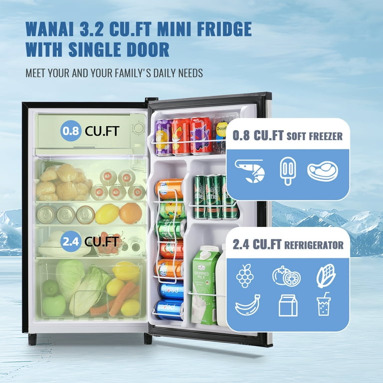  WANAI Compact Mini Refrigerator Small Refrigerator