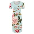thumbnail image 4 of breaise Solid Color & Floral Side Ruch Maternity Dress Crew Neck Bodycon Dress Short Sleeve Baby Shower Dress Casual Lounge Pregnancy Dress Daily Wear, 4 of 6