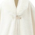 thumbnail image 5 of Fewfanhot Women Faux Fur Trim Cardigan Cloak Tweed Poncho Cape, Thick Warm Lined Wrap Coat for Fall Winter, 5 of 5